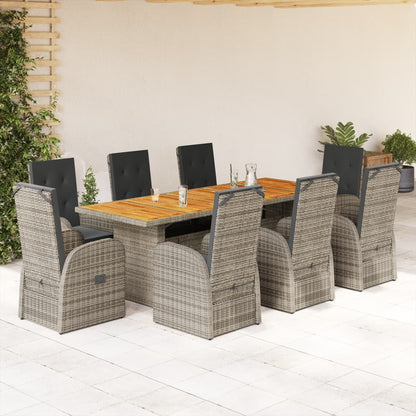 11-Tlg. Garten-Essgruppe Mit Kissen Grau Poly Rattan