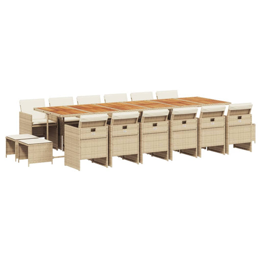 17-Tlg. Garten-Essgruppe Mit Kissen Poly Rattan