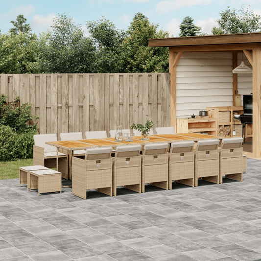 17-Tlg. Garten-Essgruppe Mit Kissen Poly Rattan