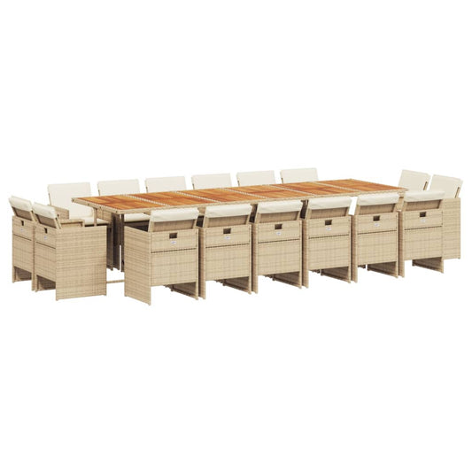17-Tlg. Garten-Essgruppe Mit Kissen Poly Rattan