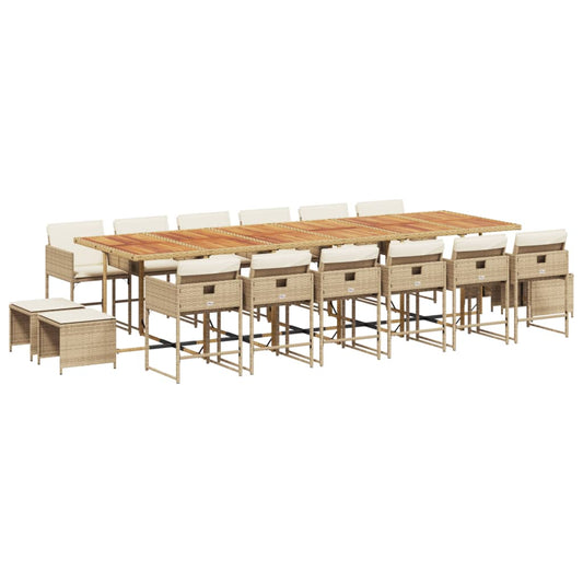 17-Tlg. Garten-Essgruppe Mit Kissen Poly Rattan