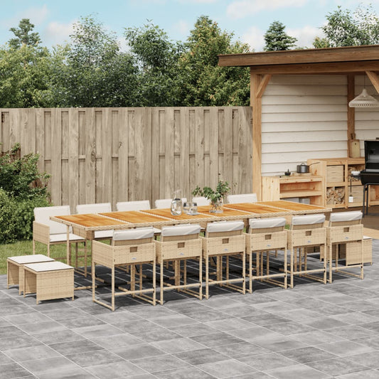 17-Tlg. Garten-Essgruppe Mit Kissen Poly Rattan