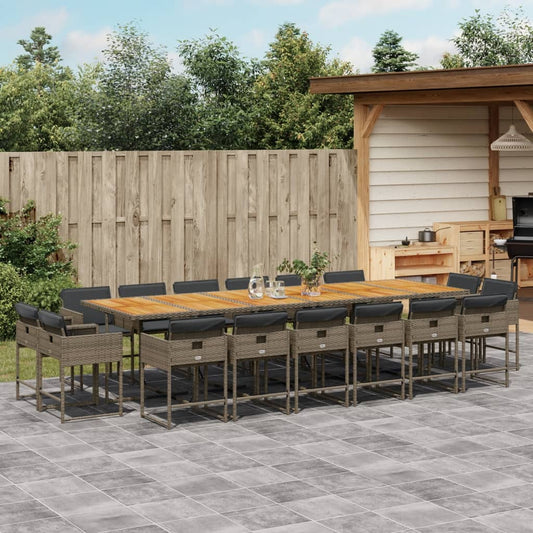 17-Tlg. Garten-Essgruppe Mit Kissen Poly Rattan