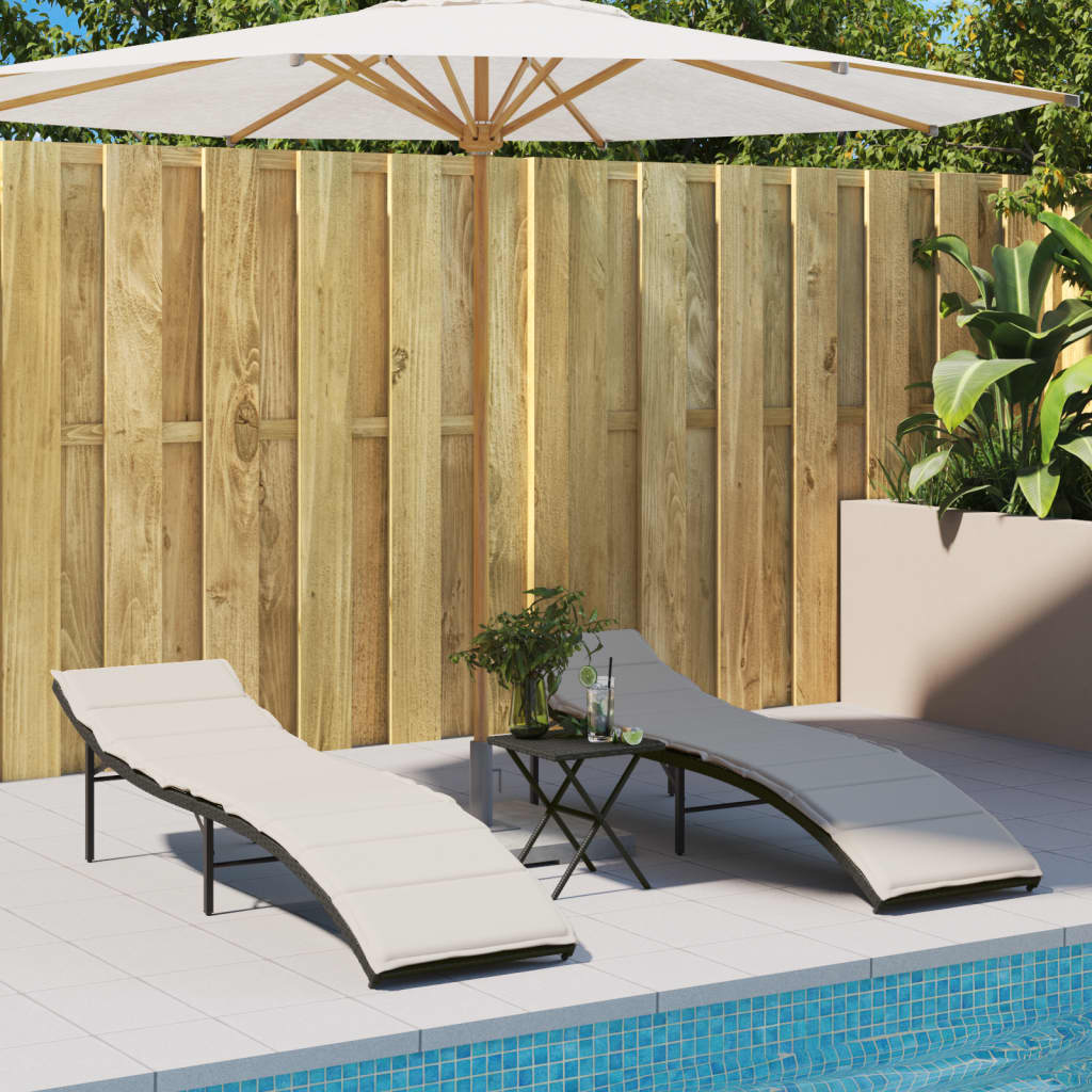 Sonnenliegen 2 Stk. Mit Auflagen Poly Rattan