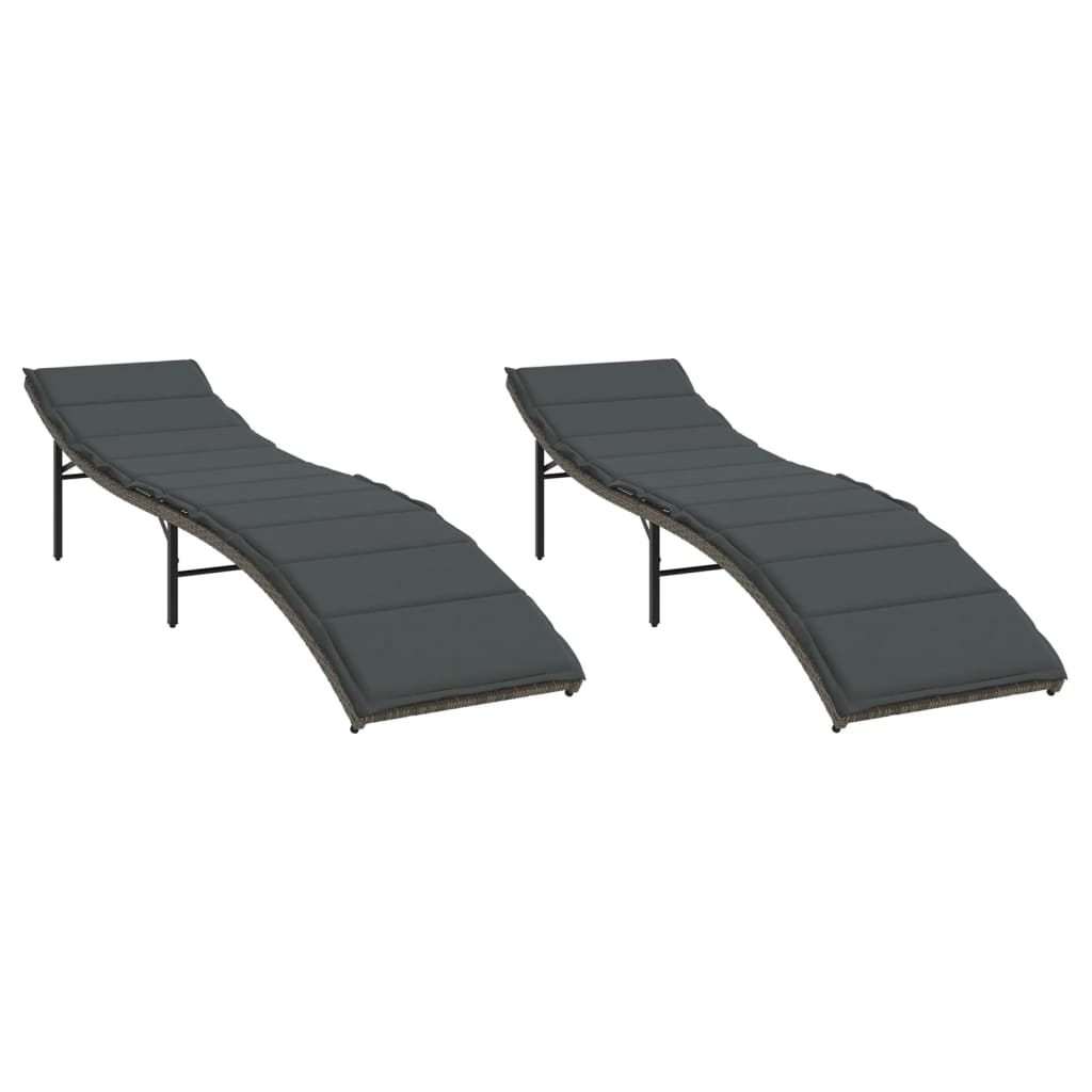 Sonnenliegen 2 Stk. Mit Auflagen Poly Rattan