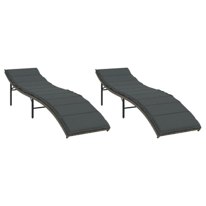 Sonnenliegen 2 Stk. Mit Auflagen Poly Rattan