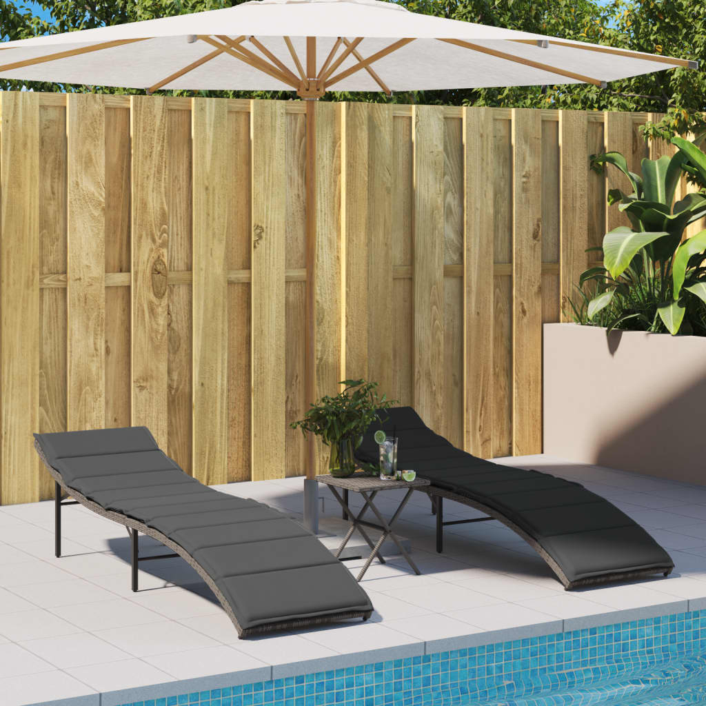 Sonnenliegen 2 Stk. Mit Auflagen Poly Rattan