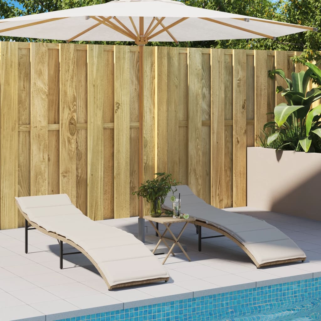 Sonnenliegen 2 Stk. Mit Auflagen Poly Rattan