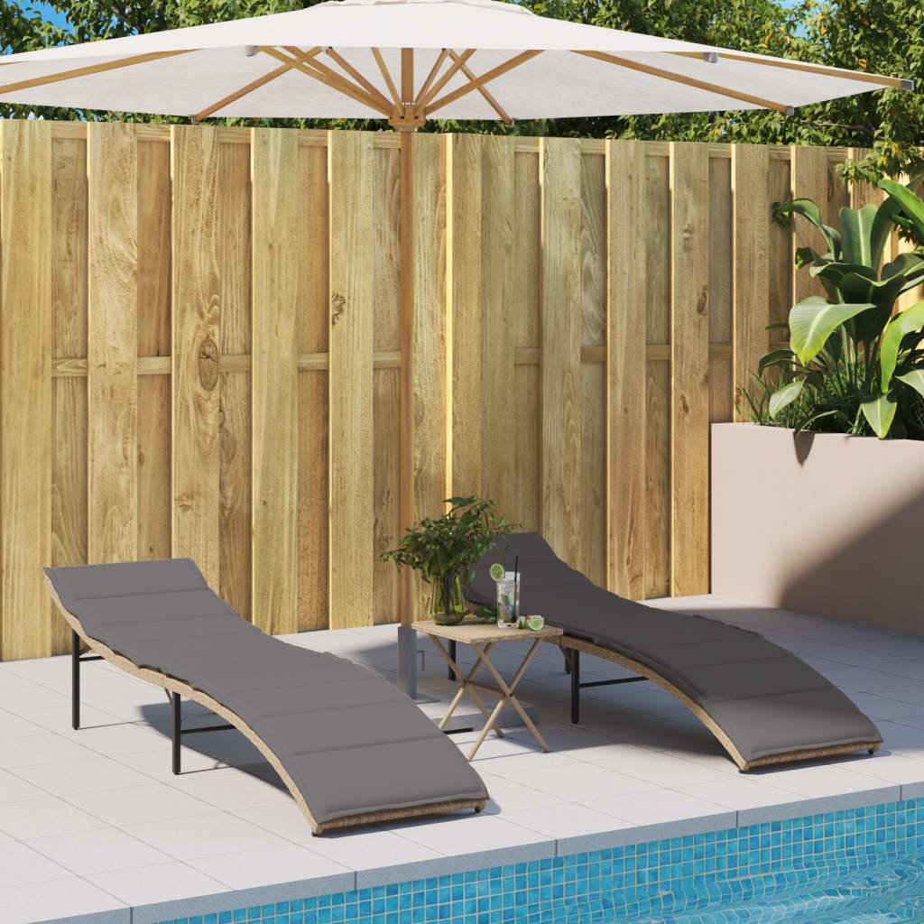 Sonnenliegen 2 Stk. Mit Auflagen Poly Rattan
