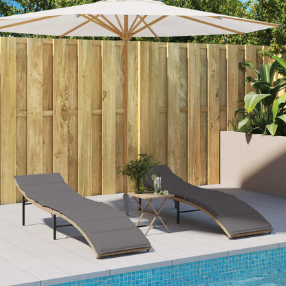 Sonnenliegen 2 Stk. Mit Auflagen Poly Rattan