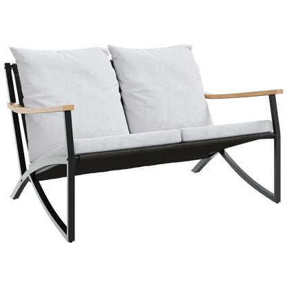 3-Tlg. Balkonmöbel-Set Mit Kissen Schwarz Stahl