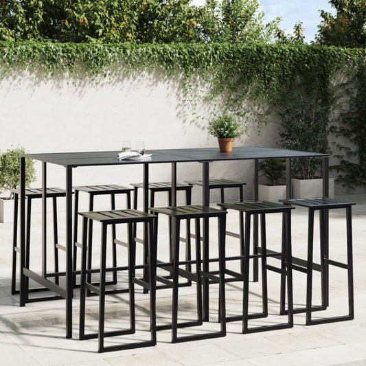 9-Tlg. Gartenbar-Set Schwarz Pulverbeschichteter Stahl