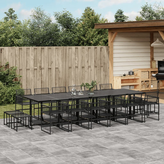 17-Tlg. Garten-Essgruppe Schwarz Poly Rattan