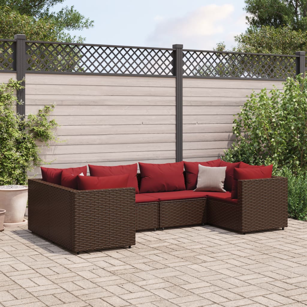 10-Tlg. Garten-Lounge-Set Mit Kissen Poly Rattan