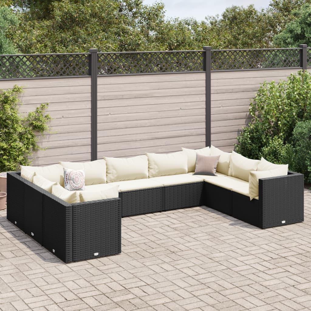 10-Tlg. Garten-Lounge-Set Mit Kissen Poly Rattan