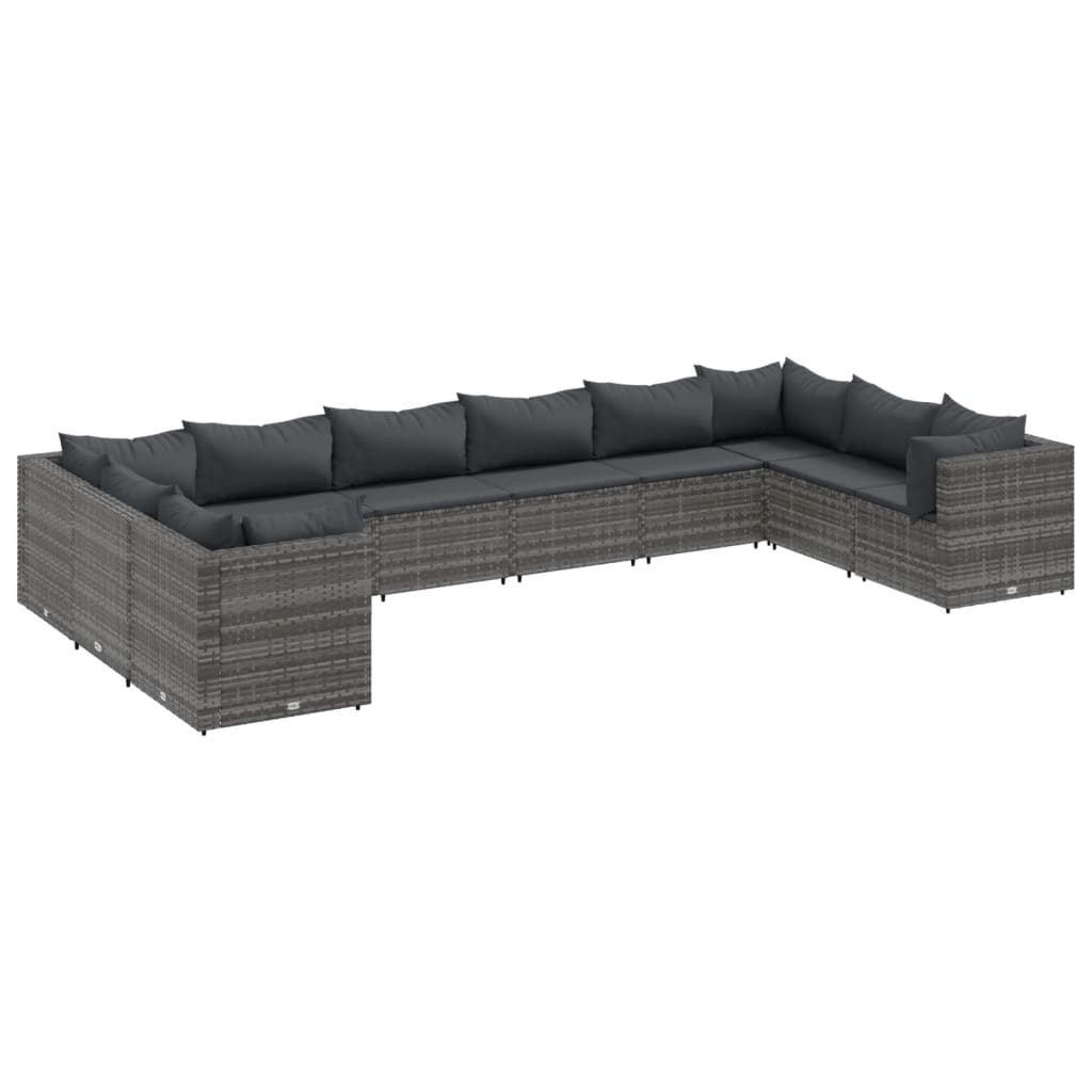 10-Tlg. Garten-Lounge-Set Mit Kissen Poly Rattan