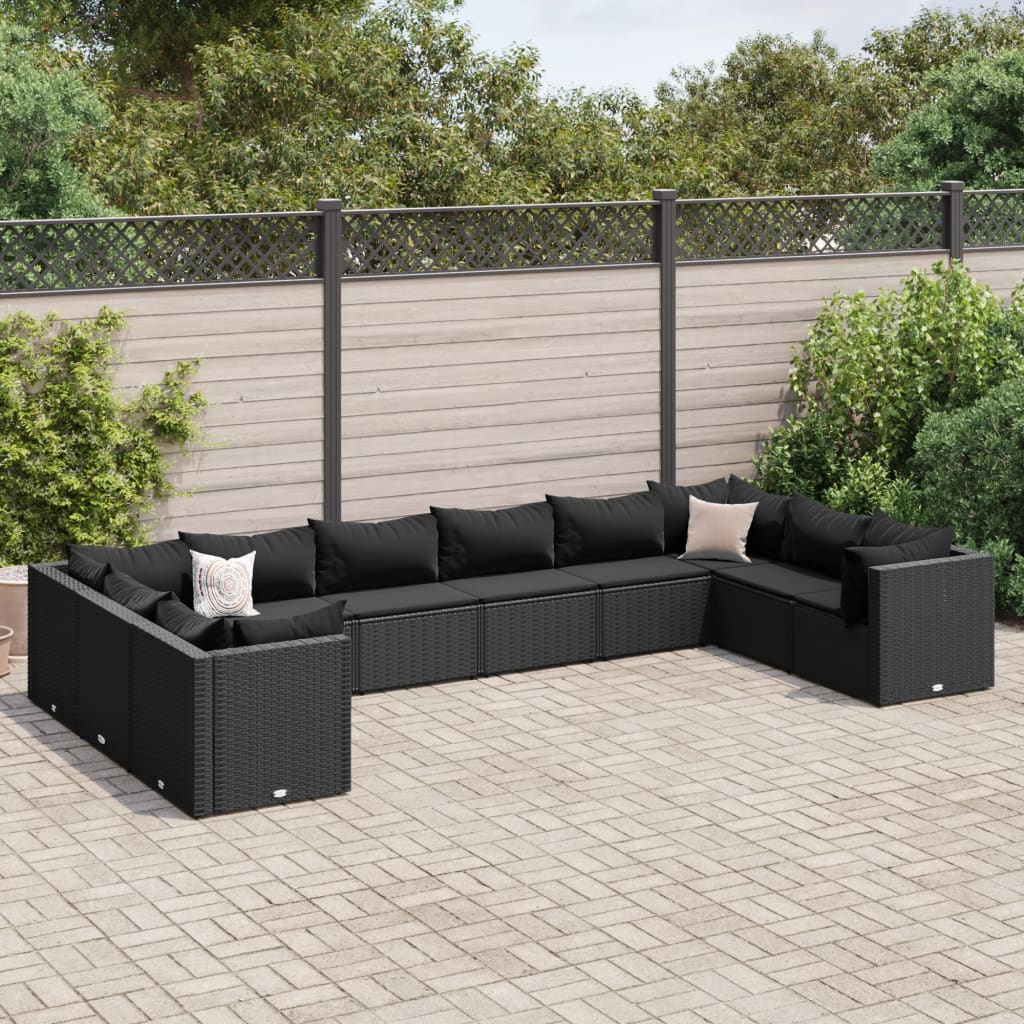 10-Tlg. Garten-Lounge-Set Mit Kissen Poly Rattan