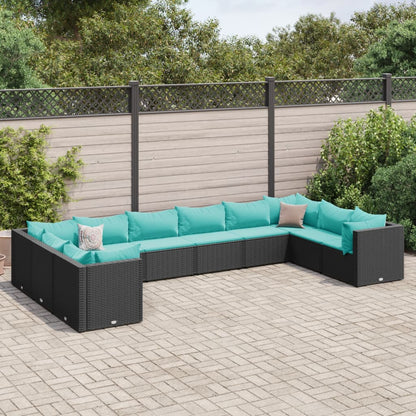 10-Tlg. Garten-Lounge-Set Mit Kissen Poly Rattan