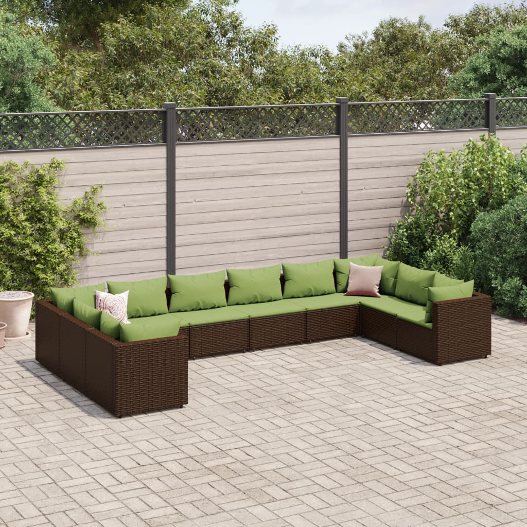 10-Tlg. Garten-Lounge-Set Mit Kissen Poly Rattan