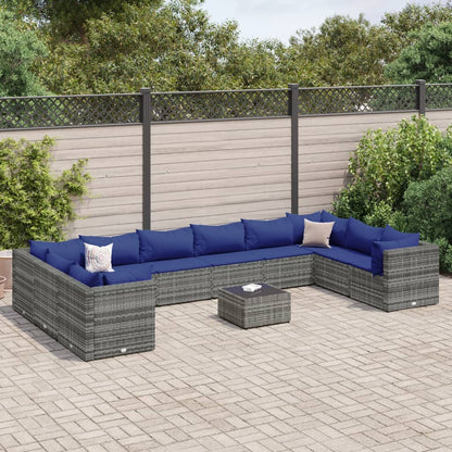 10-Tlg. Garten-Lounge-Set Mit Kissen Poly Rattan
