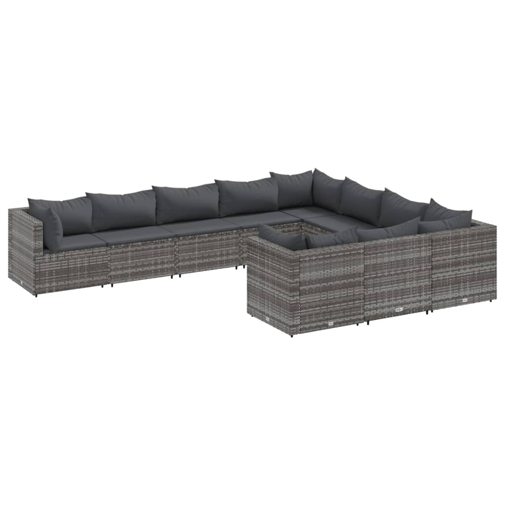 10-Tlg. Garten-Sofagarnitur Mit Kissen Poly Rattan