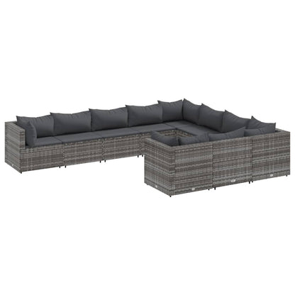 10-Tlg. Garten-Sofagarnitur Mit Kissen Poly Rattan
