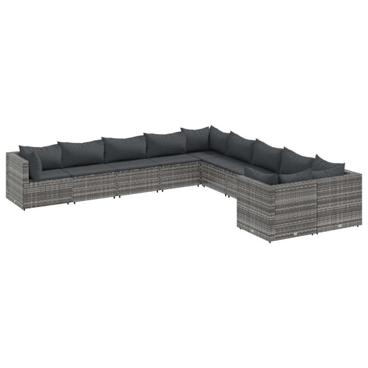 10-Tlg. Garten-Sofagarnitur Mit Kissen Poly Rattan