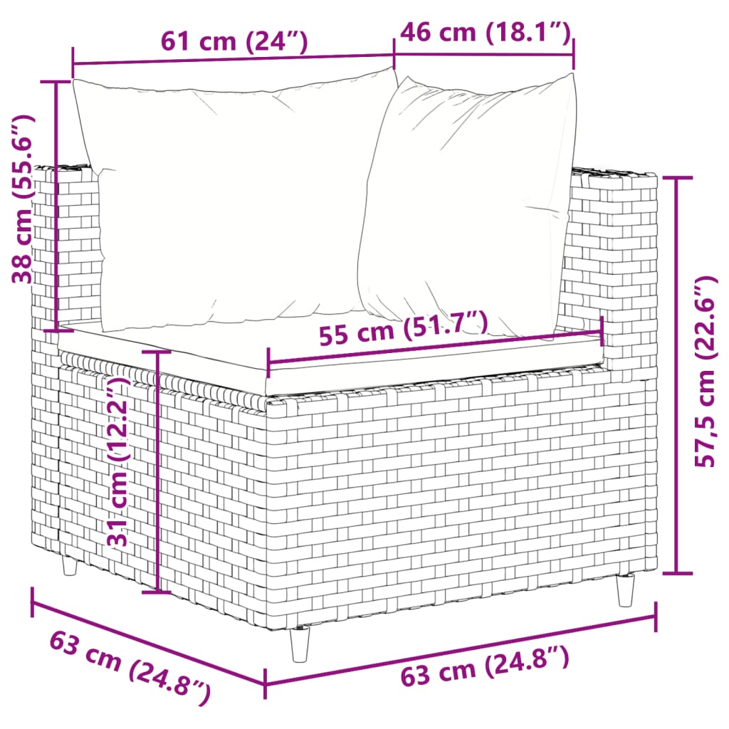 10-Tlg. Garten-Sofagarnitur Mit Kissen Poly Rattan