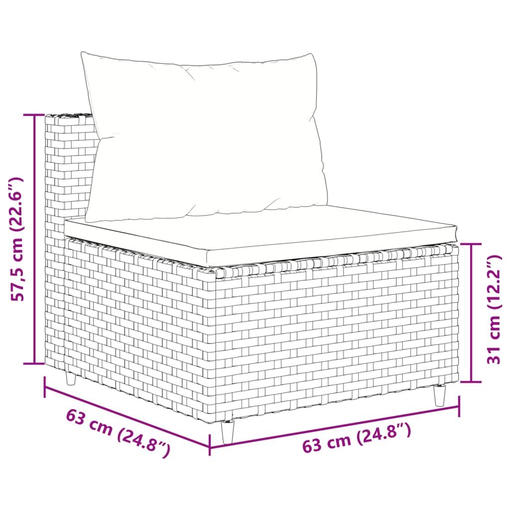 10-Tlg. Garten-Sofagarnitur Mit Kissen Poly Rattan