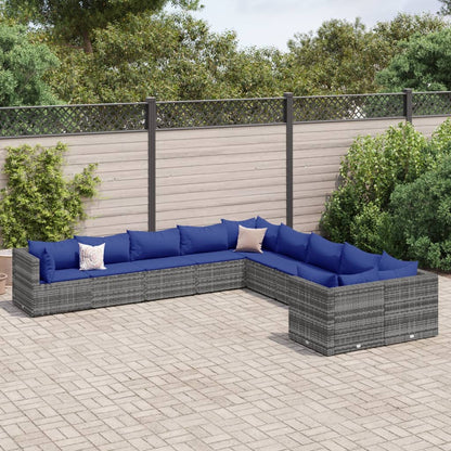 10-Tlg. Garten-Sofagarnitur Mit Kissen Poly Rattan