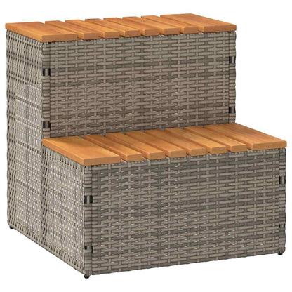 Whirlpooltreppe 100X50X50,5 Cm Poly Rattan Akazie Massiv