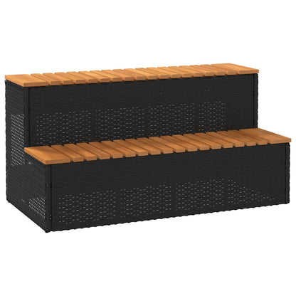 Whirlpooltreppe 100X50X50,5 Cm Poly Rattan Akazie Massiv