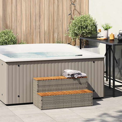 Whirlpooltreppe 100X50X50,5 Cm Poly Rattan Akazie Massiv