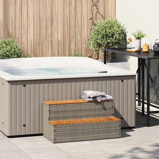 Whirlpooltreppe 100X50X50,5 Cm Poly Rattan Akazie Massiv