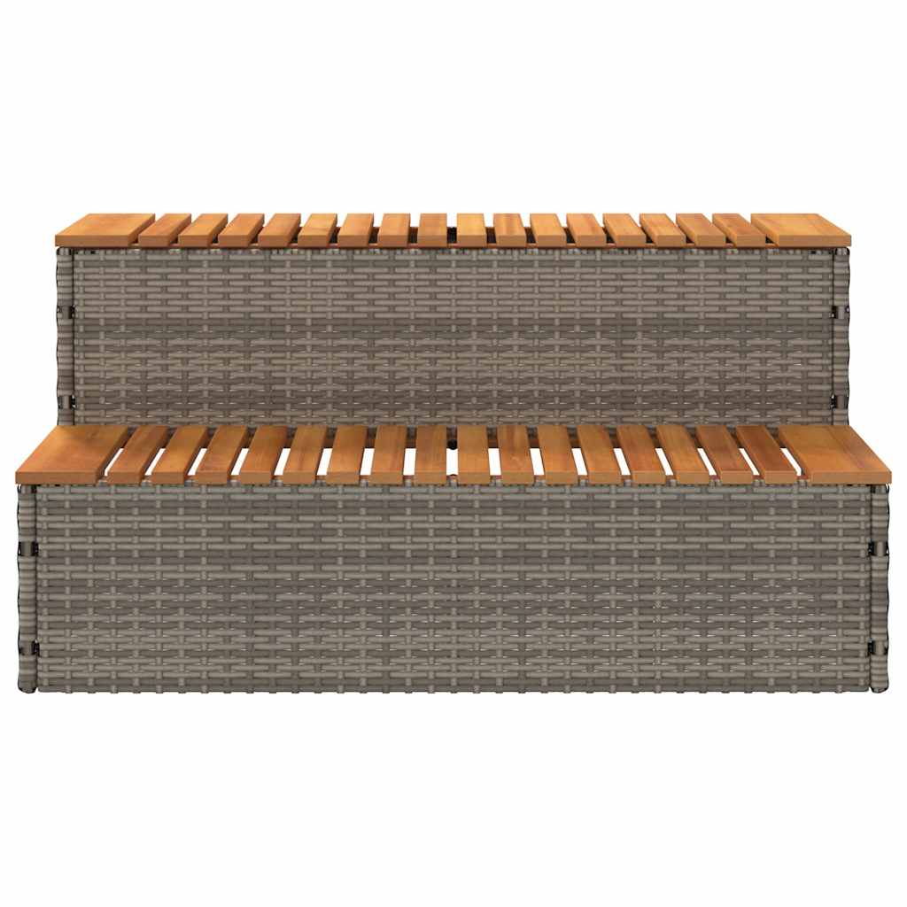 Whirlpooltreppe 100X50X50,5 Cm Poly Rattan Akazie Massiv