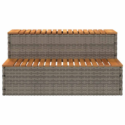 Whirlpooltreppe 100X50X50,5 Cm Poly Rattan Akazie Massiv