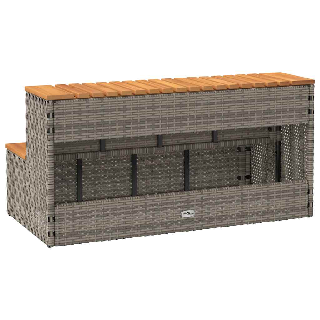 Whirlpooltreppe 100X50X50,5 Cm Poly Rattan Akazie Massiv