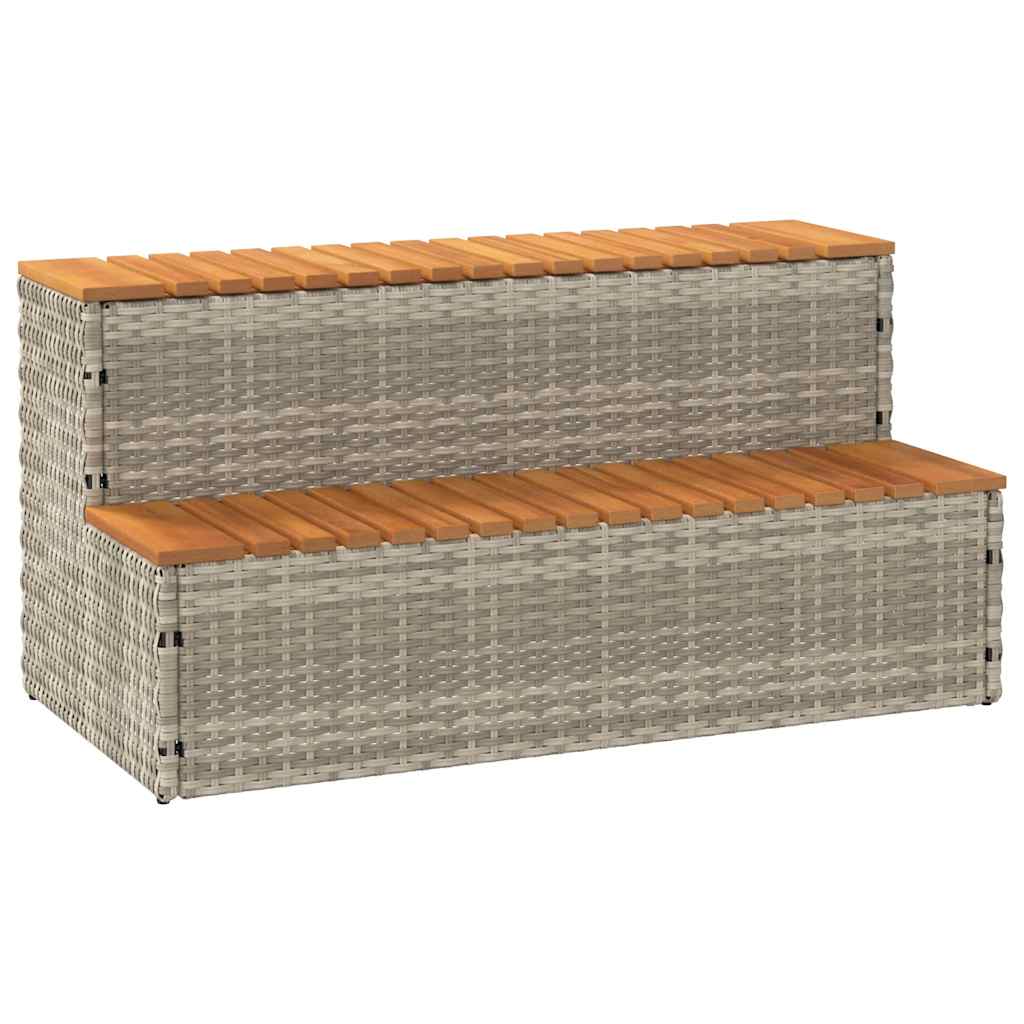 Whirlpooltreppe 100X50X50,5 Cm Poly Rattan Akazie Massiv