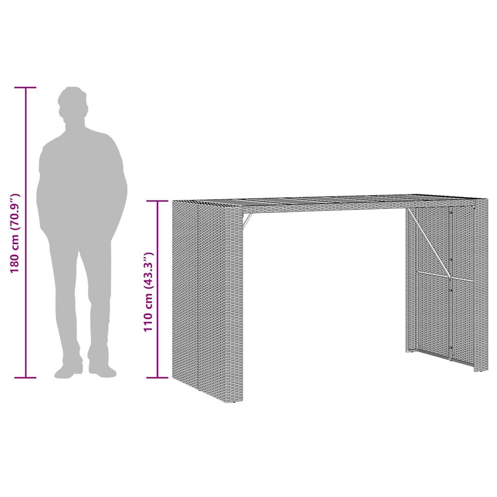 5-Tlg. Gartenbar-Set Mit Kissen Poly Rattan Akazie