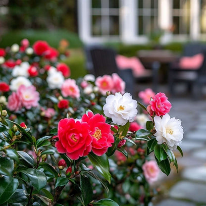 Florastore Japanische Rose - 3 Stk - Camellia Japonica - Höhe 25-40Cm - ⌀9Cm