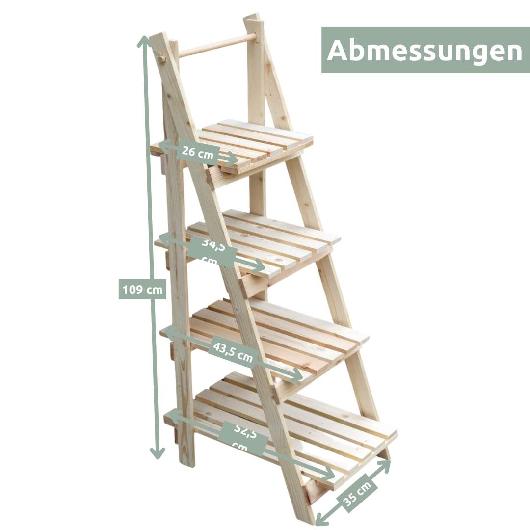 Pflanzleiter/ Blumentreppe mit 4 Ablagen