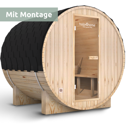 Fasssauna Pini wood Outdoor Sauna inkl. Ofen 2 / 4 Personen