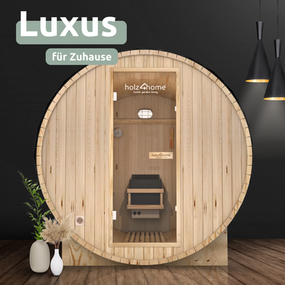 Fasssauna Pini wood Outdoor Sauna inkl. Ofen 2 / 4 Personen