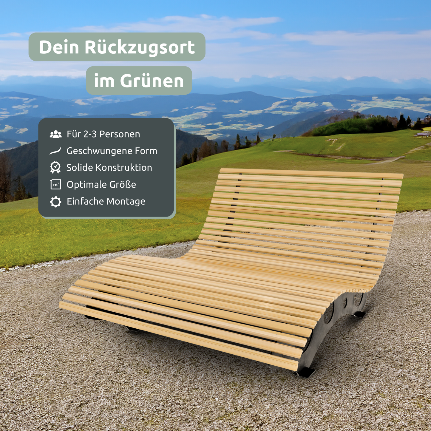 Waldliege aus Kiefernholz für Garten oder Terrasse
