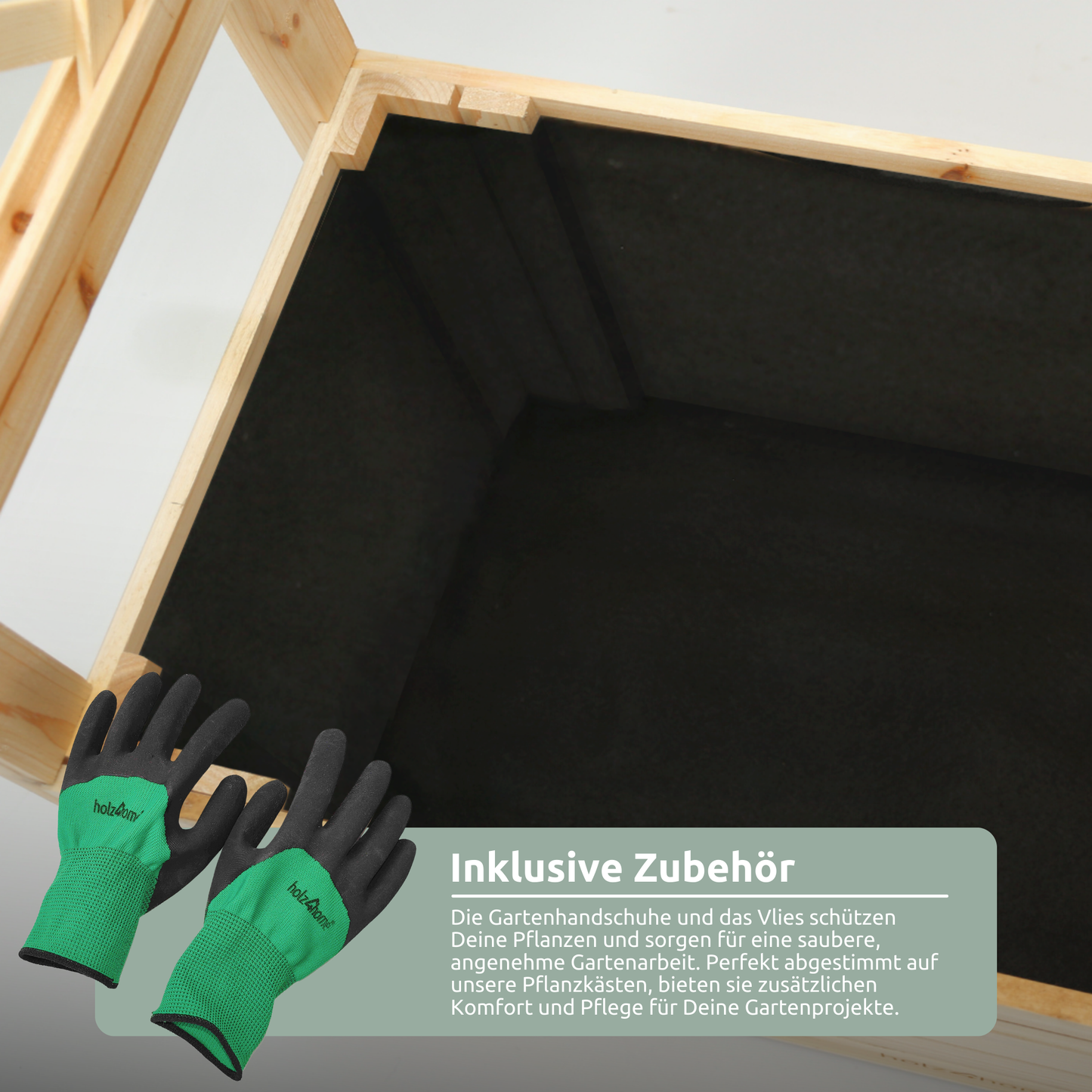 Pflanzkasten mit Dach aus Tannenholz inkl. Vlieseinlage S/M/XL