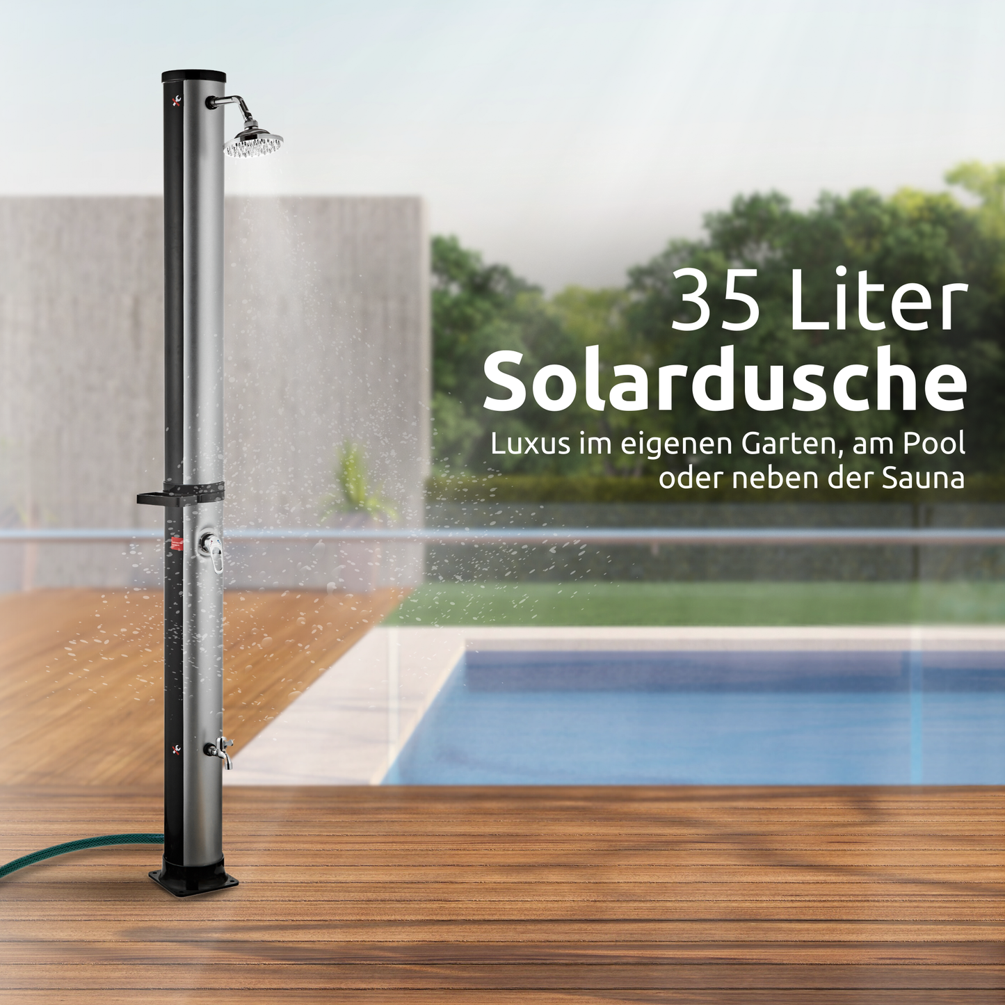 Outdoor Solardusche mit Wasserspeicher für Garten, Pool und Camping