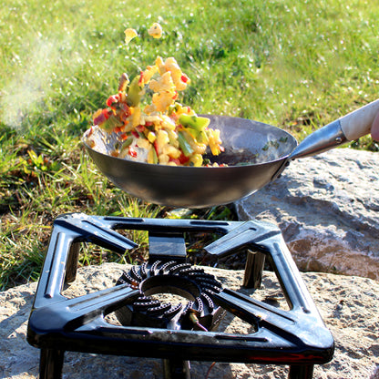 Hockerkocher-Set (groß) mit Stahl-Wok Ø 30 cm - ohne Zündsicherung