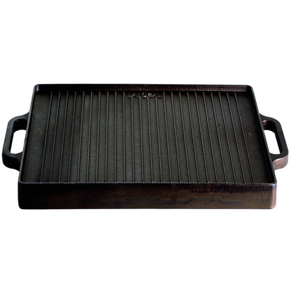 Hockerkocher-Set (klein) mit Gusseisengrillplatte 32 x 32 cm inkl. Gasschlauch & Regler