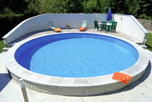 Rundbecken IBIZA ALL INCLUSIVE SET 450 x 120 cm Sand| Innenhülle 0,8 mm Sand | BASIC Handlauf Blau
