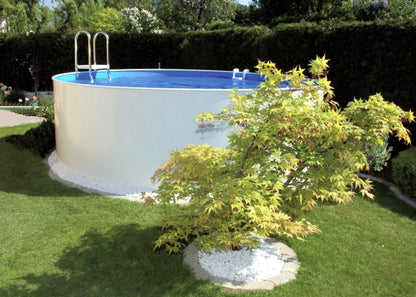 Rundbecken IBIZA ALL INCLUSIVE SET 450 x 120 cm Sand| Innenhülle 0,8 mm Sand | BASIC Handlauf Blau